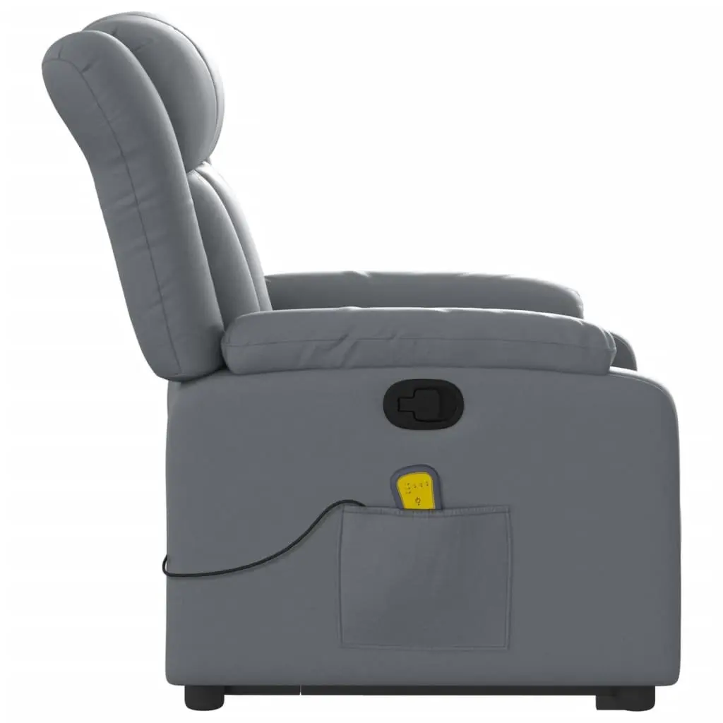 Electric Massage Recliner Chair Grey Faux Leather Adjustable Footrest