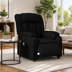 Power Lift Massage Recliner Chair in Black Faux Leather