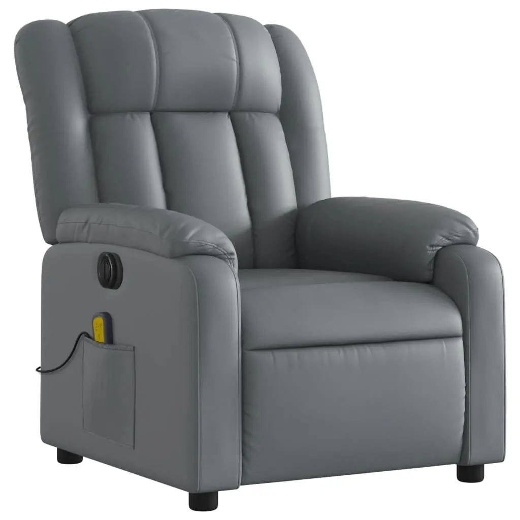 Stand Up Massage Recliner Chair Grey Faux Leather Power Lift Manual Recline