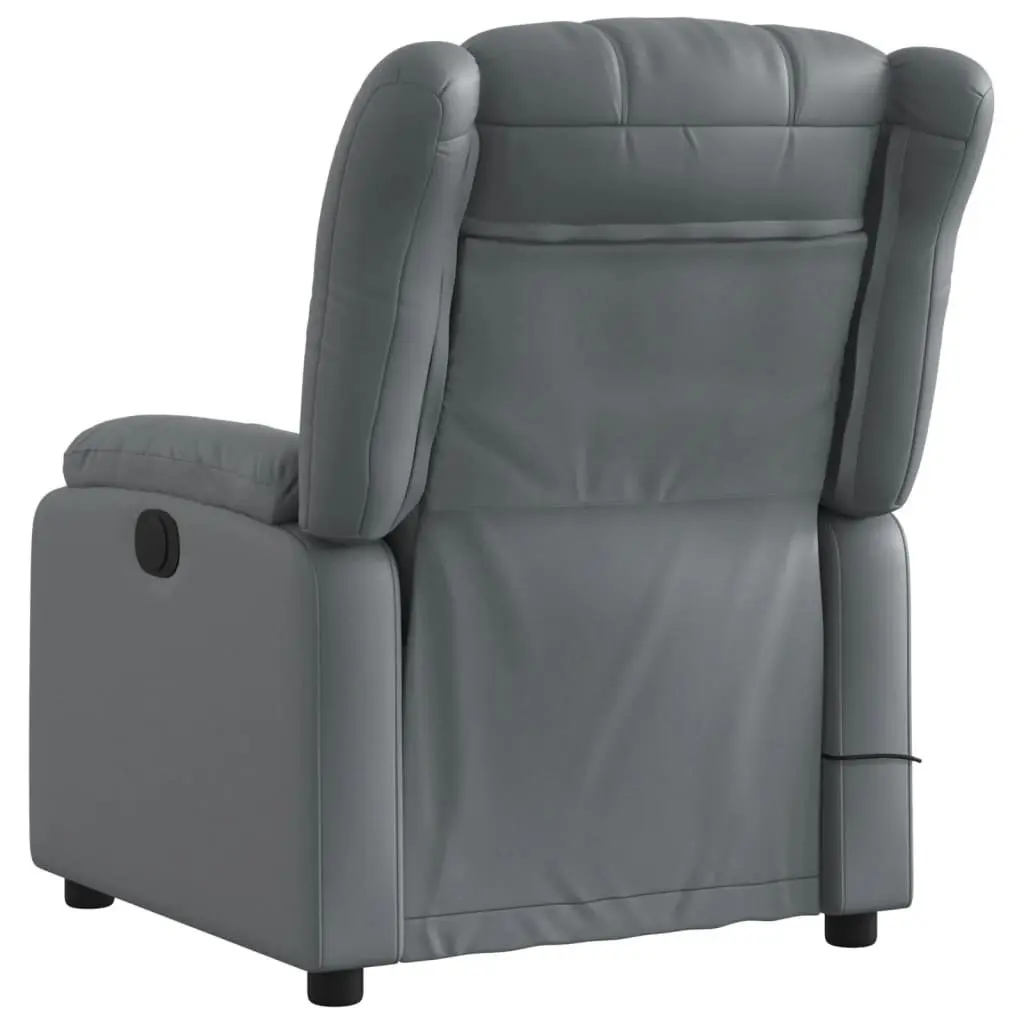 Stand Up Massage Recliner Chair Grey Faux Leather Power Lift Manual Recline
