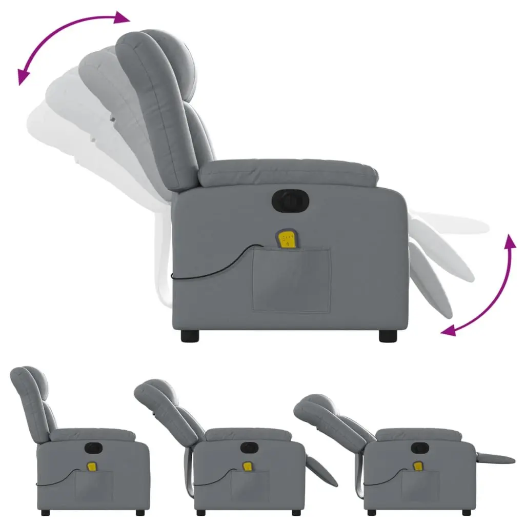 Stand Up Massage Recliner Chair Grey Faux Leather Power Lift Manual Recline