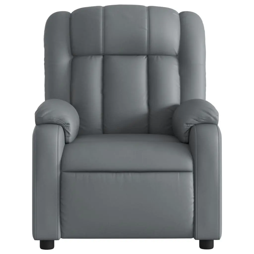 Stand Up Massage Recliner Chair Grey Faux Leather Power Lift Manual Recline