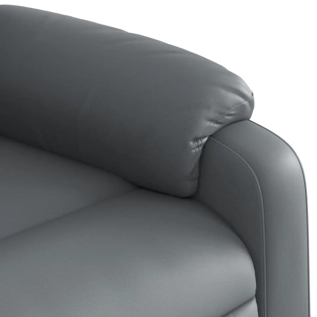 Stand Up Massage Recliner Chair Grey Faux Leather Power Lift Manual Recline