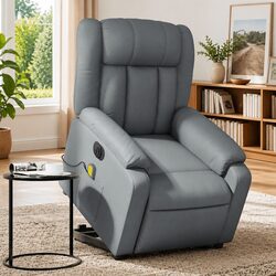 Grey Faux Leather Electric Stand Up Massage Recliner Chair