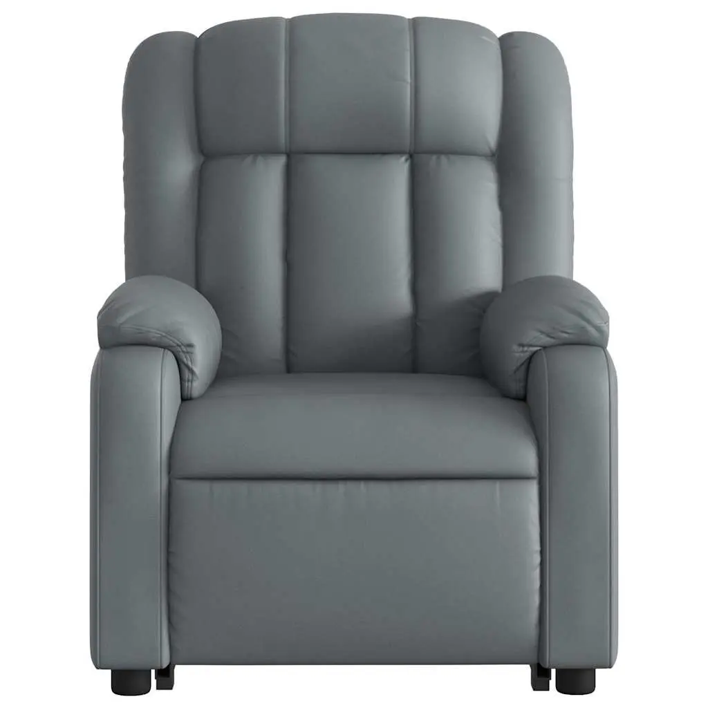 Electric Massage Recliner Chair Grey Faux Leather Power Lift Armchair
