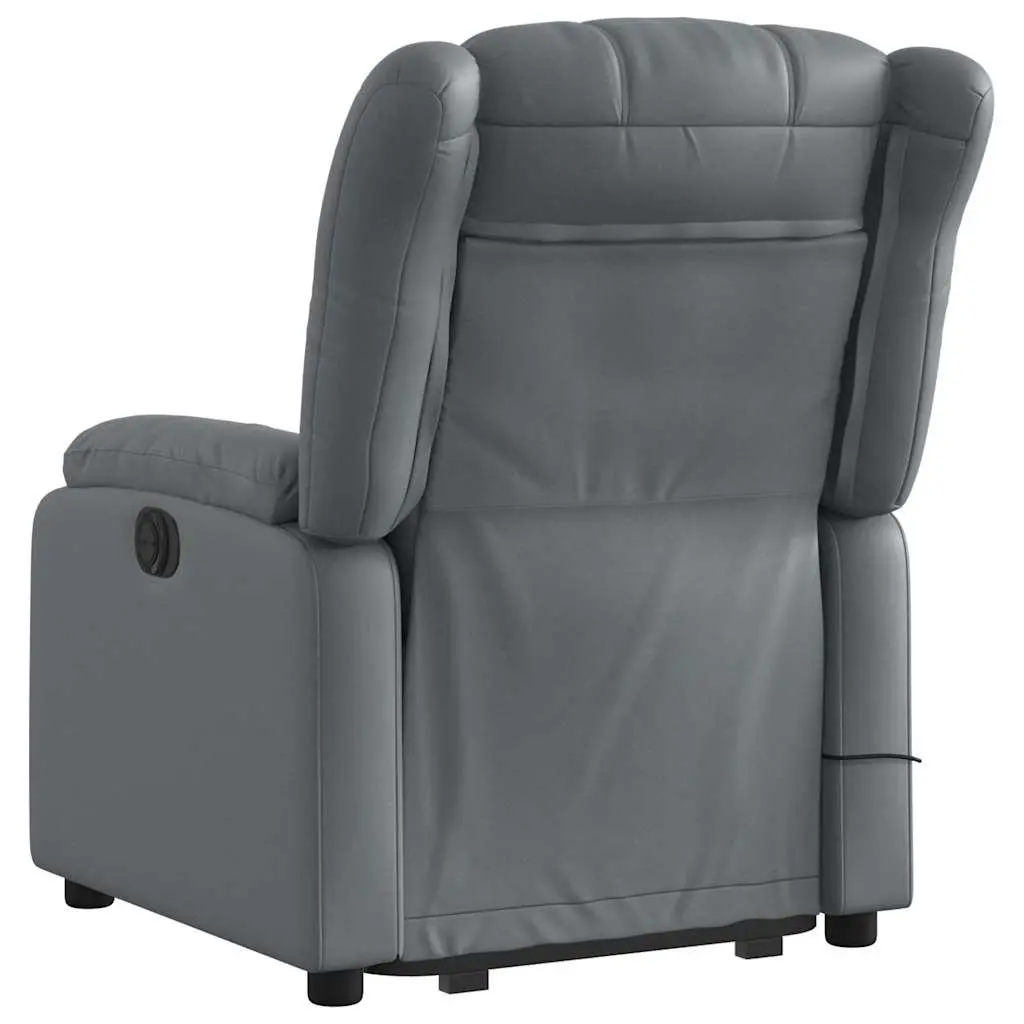 Electric Massage Recliner Chair Grey Faux Leather Power Lift Armchair
