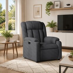 Grey Fabric Recliner Armchair with Manual Reclining