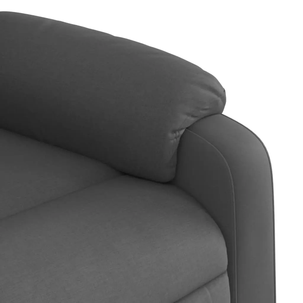 Manual Recliner Armchair Grey Fabric Padded Seat Adjustable Footrest Side Pocket Wood and Metal Frame