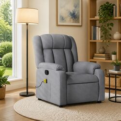 Light Grey Fabric Massage Recliner Chair with Vibration