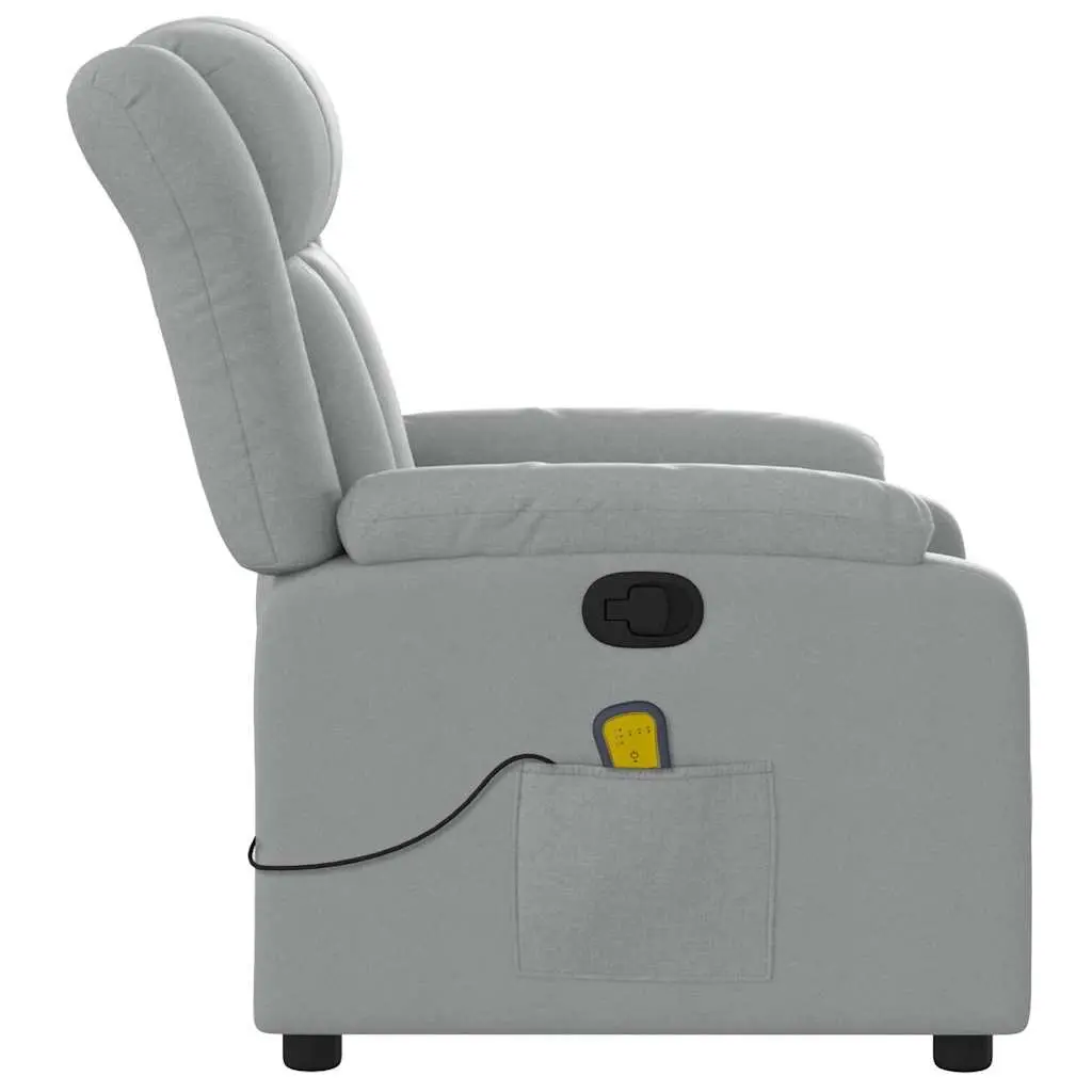 Massage Recliner Chair Light Grey Fabric Manual Recline Vibration Armchair