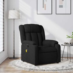 Massage Recliner Chair Black Fabric Manual Recline Vibration Armchair Lounge