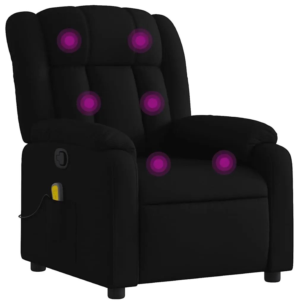 Massage Recliner Chair Black Fabric Manual Recline Vibration Armchair
