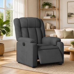 Dark Grey Electric Recliner Chair with Padded Comfort