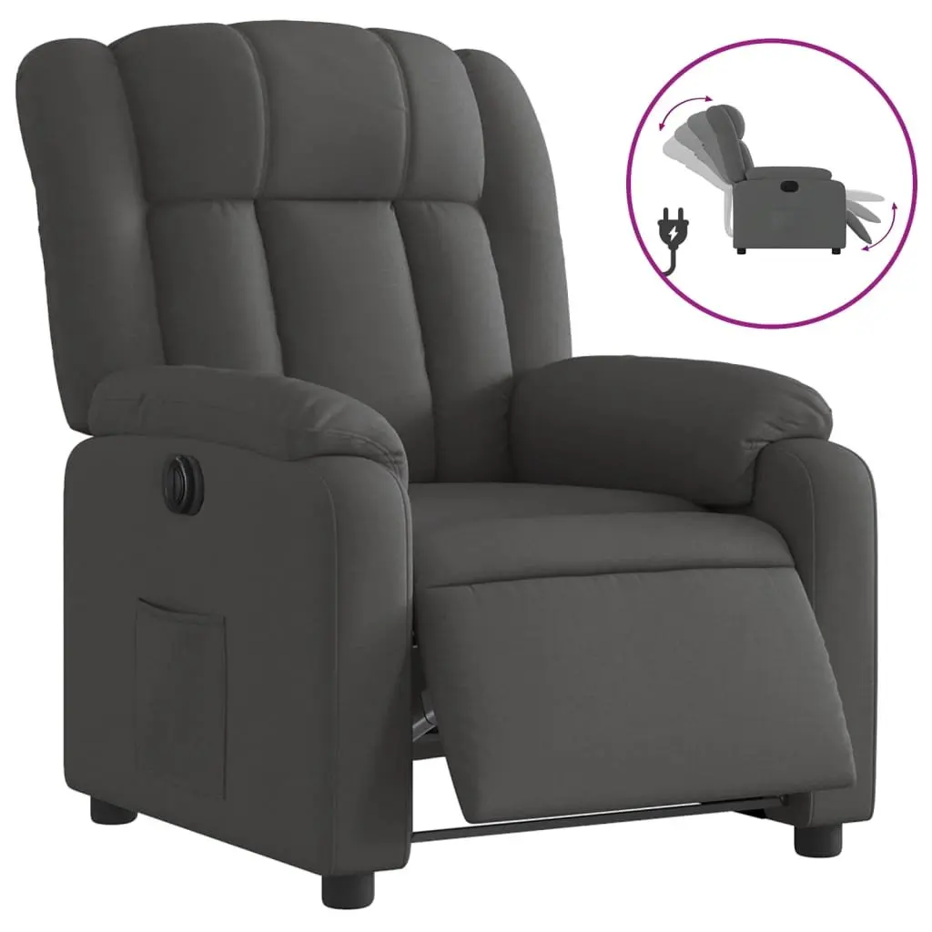 Electric Recliner Chair Dark Grey Fabric Padded Seat Armchair