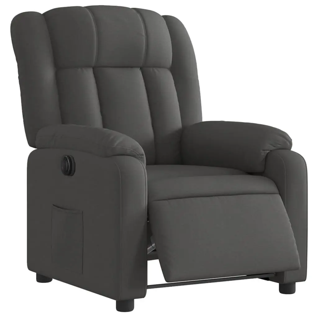 Electric Recliner Chair Dark Grey Fabric Padded Seat Armchair
