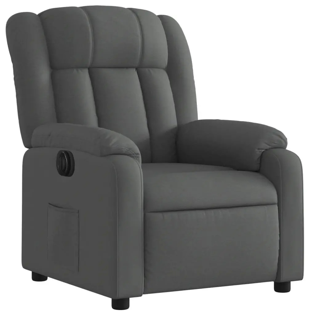 Electric Recliner Chair Dark Grey Fabric Padded Seat Armchair