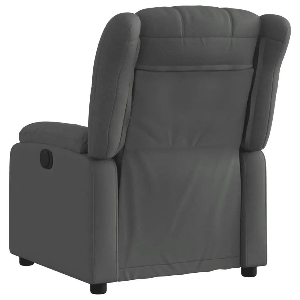 Electric Recliner Chair Dark Grey Fabric Padded Seat Armchair