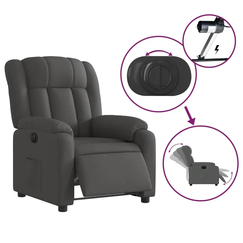 Electric Recliner Chair Dark Grey Fabric Padded Seat Armchair