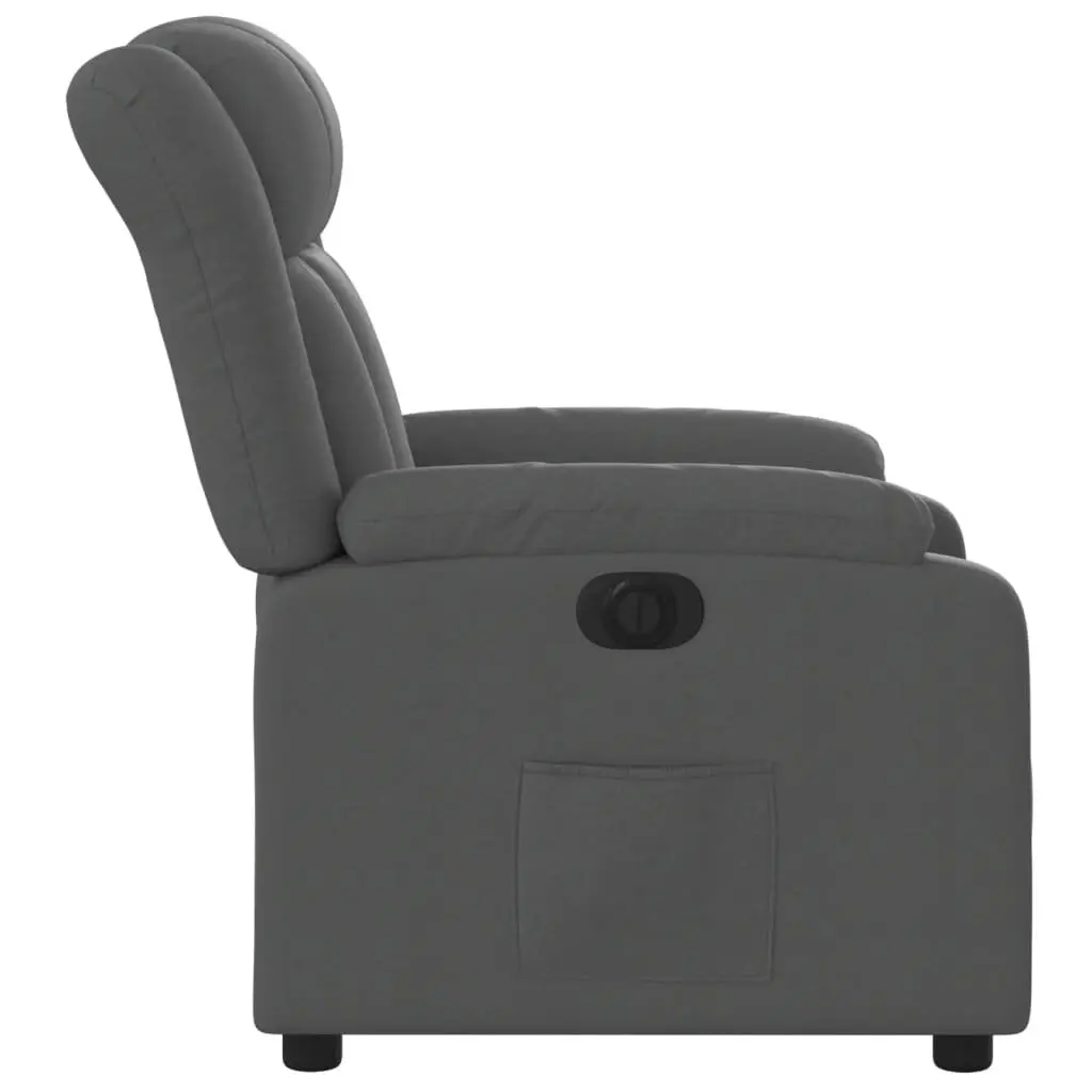 Electric Recliner Chair Dark Grey Fabric Padded Seat Armchair