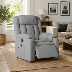 Grey Fabric Electric Massage Recliner Chair with Adjustable Footrest