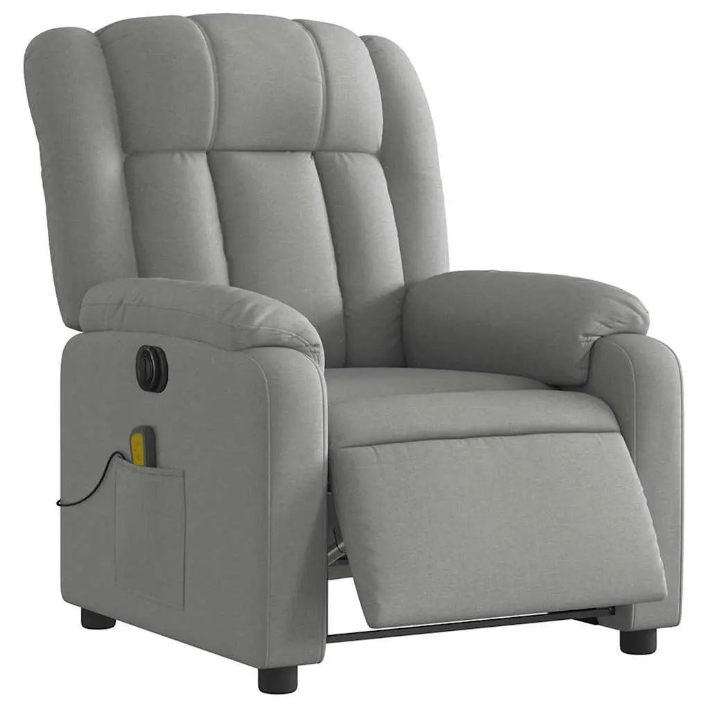 Electric Massage Recliner Chair Grey Fabric Adjustable Footrest