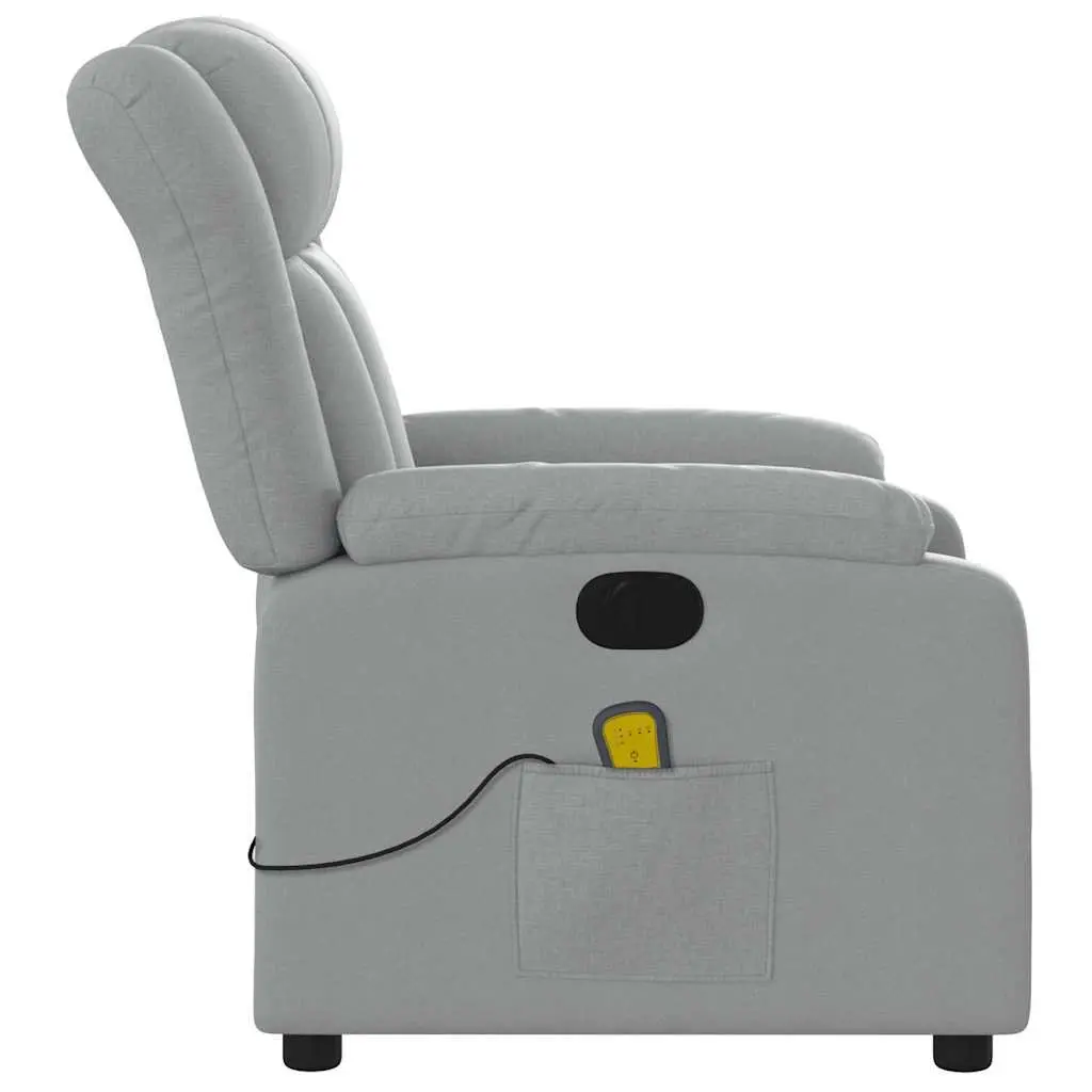 Electric Massage Recliner Chair Grey Fabric Adjustable Footrest