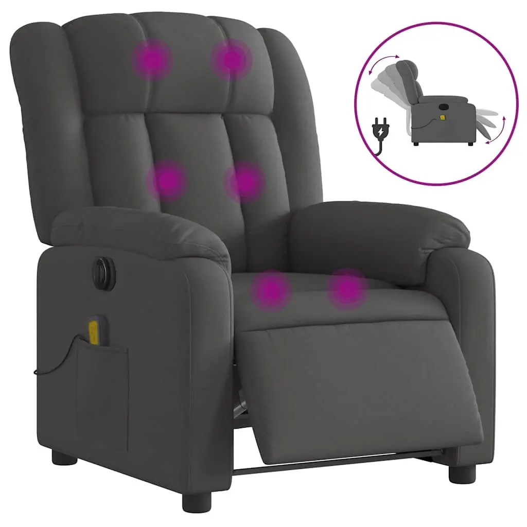 Electric Massage Recliner Chair Grey Fabric Armchair 135 Degrees Motorised Vibration Massage