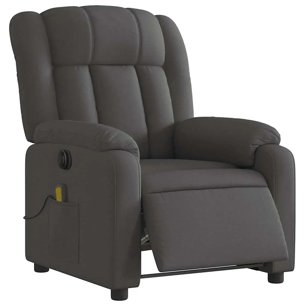 Electric Massage Recliner Chair Grey Fabric Armchair 135 Degrees Motorised Vibration Massage