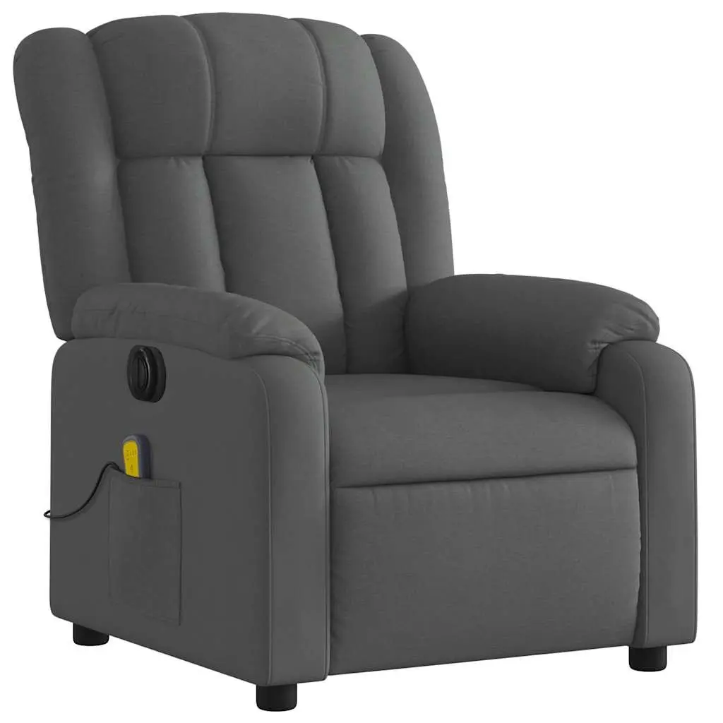 Electric Massage Recliner Chair Grey Fabric Armchair 135 Degrees Motorised Vibration Massage