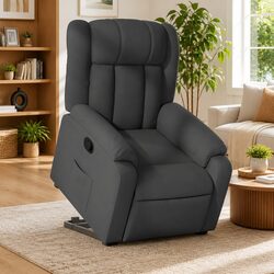 Comfortable Dark Grey Power Lift Recliner Chair