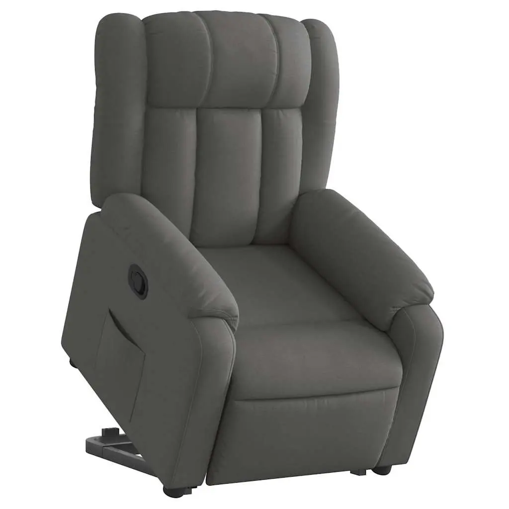 Stand Up Recliner Chair Dark Grey Fabric Electric Motor