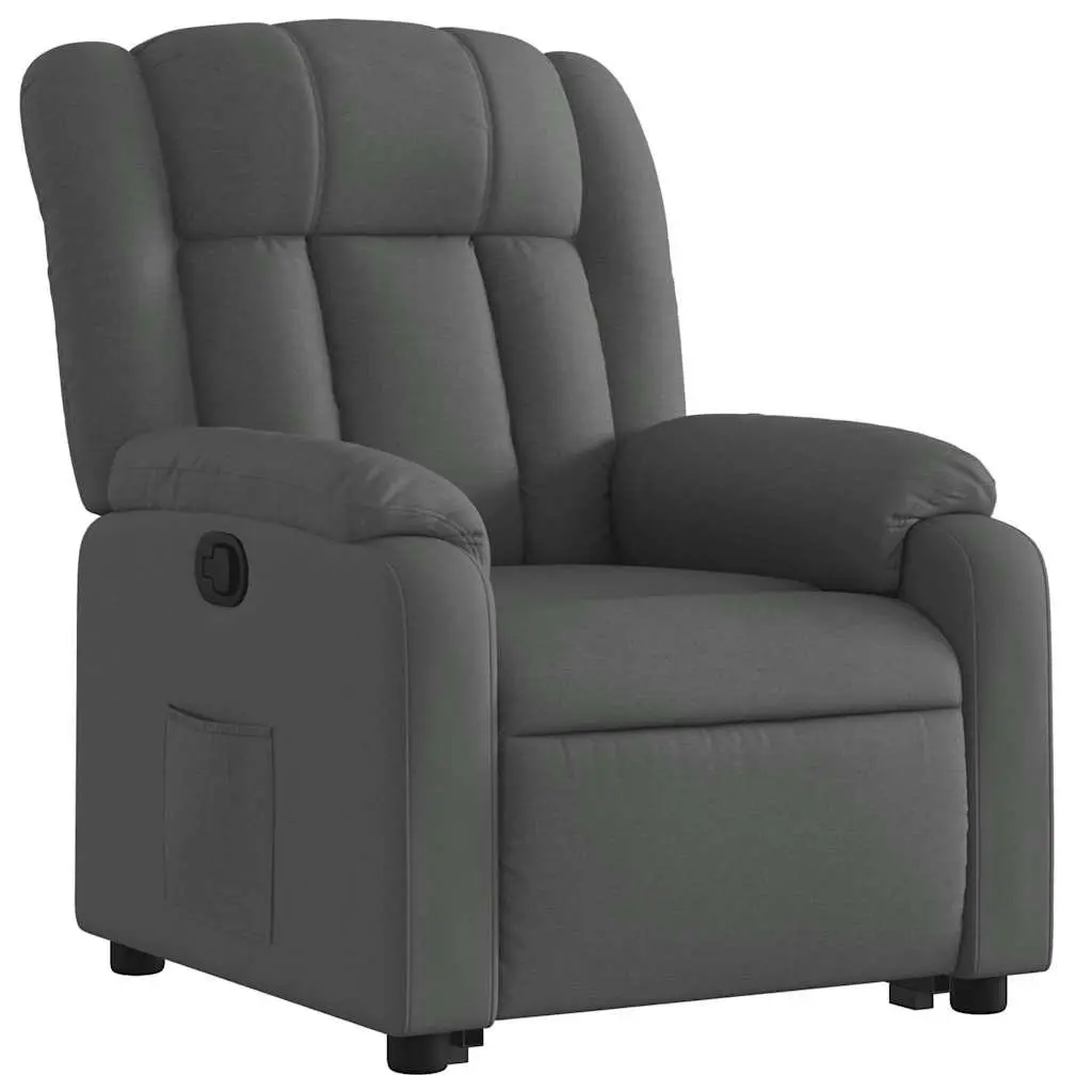 Stand Up Recliner Chair Dark Grey Fabric Electric Motor