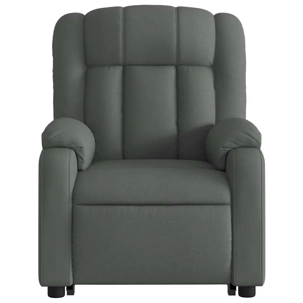 Stand Up Recliner Chair Dark Grey Fabric Electric Motor