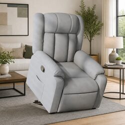 Light Grey Fabric Stand Up Massage Recliner Chair