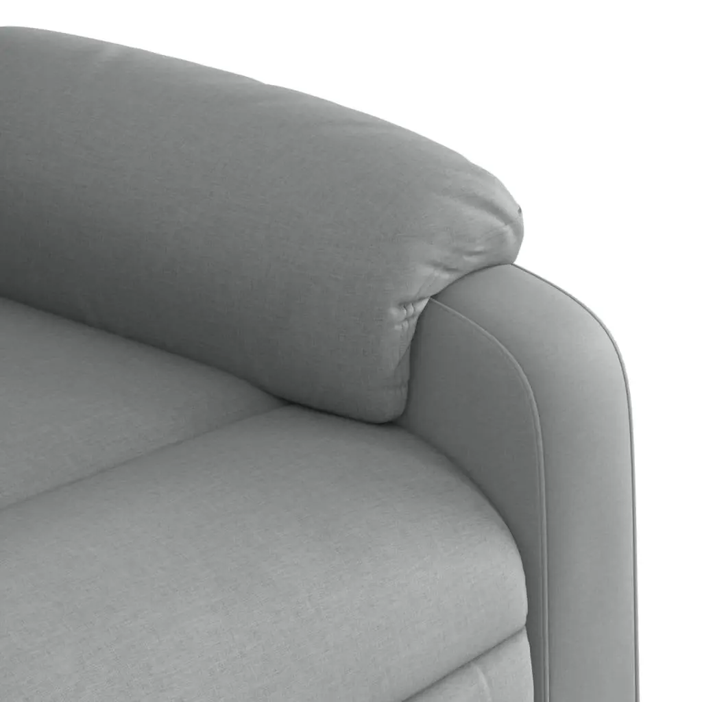 Massage Recliner Chair Light Grey Fabric Electric Power Lift Manual Standing