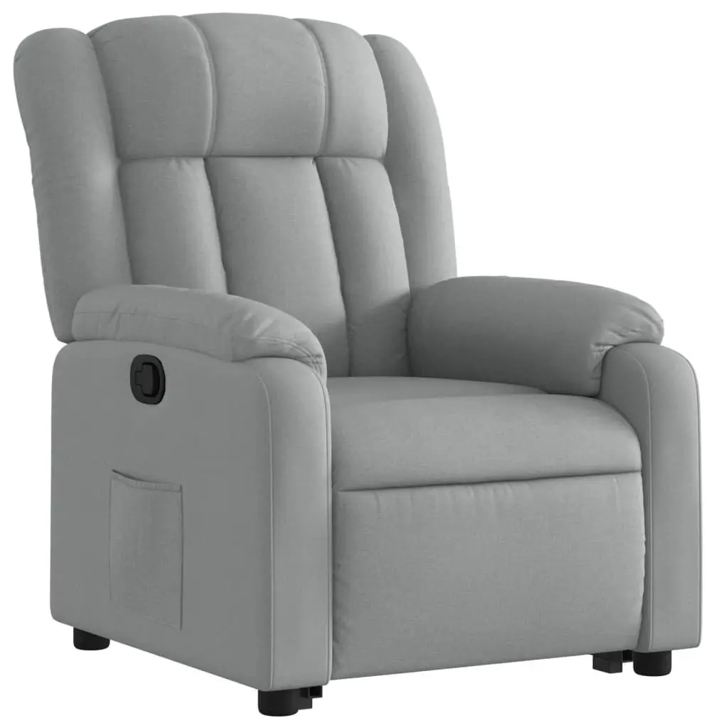 Massage Recliner Chair Light Grey Fabric Electric Power Lift Manual Standing