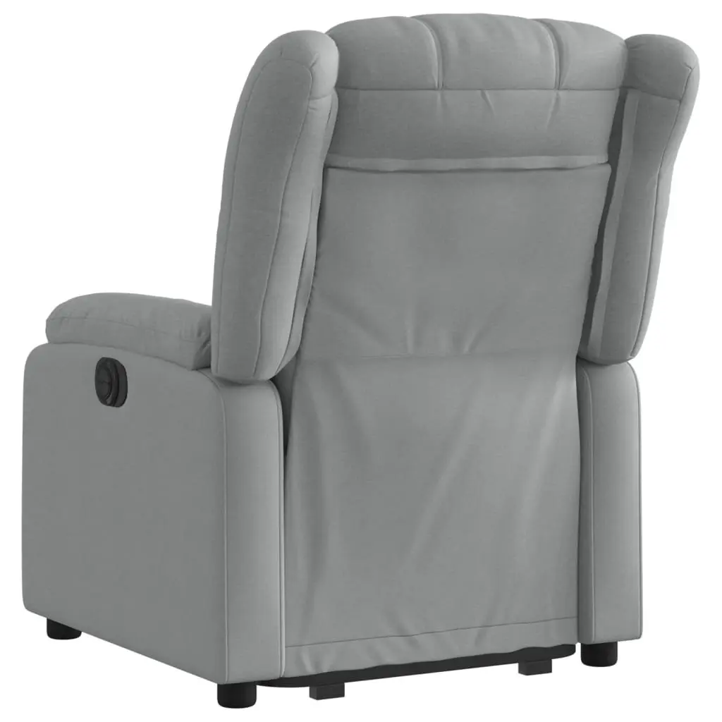 Massage Recliner Chair Light Grey Fabric Electric Power Lift Manual Standing