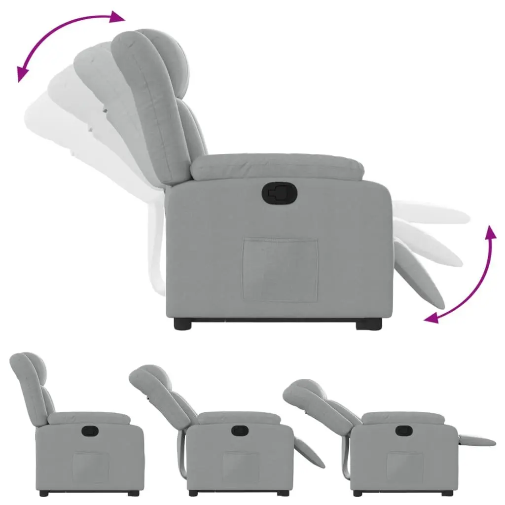 Massage Recliner Chair Light Grey Fabric Electric Power Lift Manual Standing