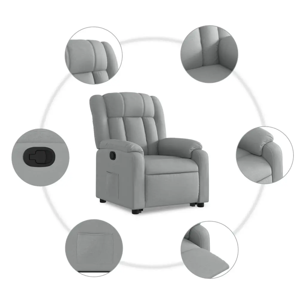 Massage Recliner Chair Light Grey Fabric Electric Power Lift Manual Standing