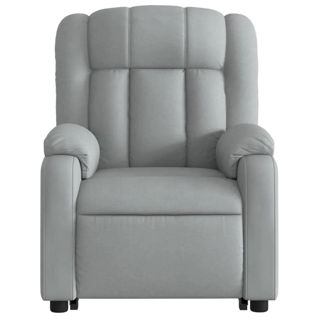 Massage Recliner Chair Light Grey Fabric Electric Power Lift Manual Standing