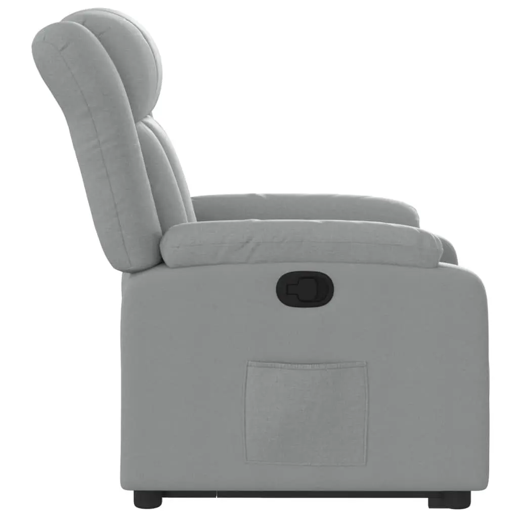 Massage Recliner Chair Light Grey Fabric Electric Power Lift Manual Standing