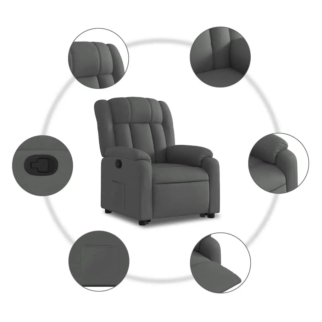 Electric Massage Recliner Chair Grey Fabric Stand Up Power Lift 135 Degrees
