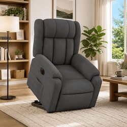 Comfortable Electric Recliner Chair in Grey Fabric