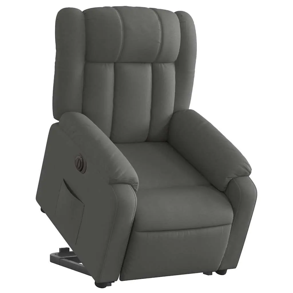 Electric Stand Up Recliner Chair Grey Fabric Power Lift Recline Armchair
