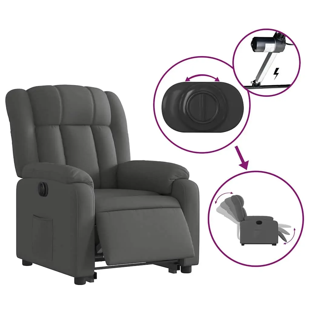 Electric Stand Up Recliner Chair Grey Fabric Power Lift Recline Armchair