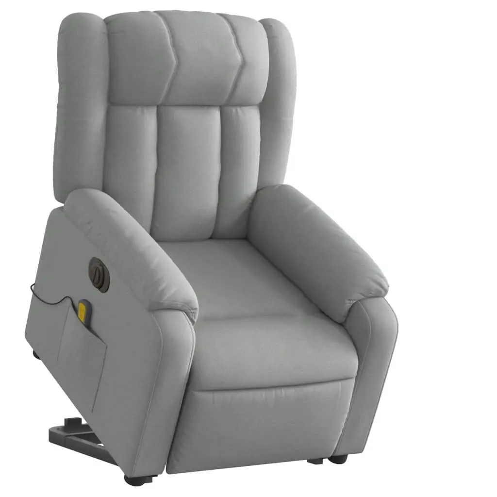 Electric Massage Recliner Chair Grey Fabric Lift Armchair