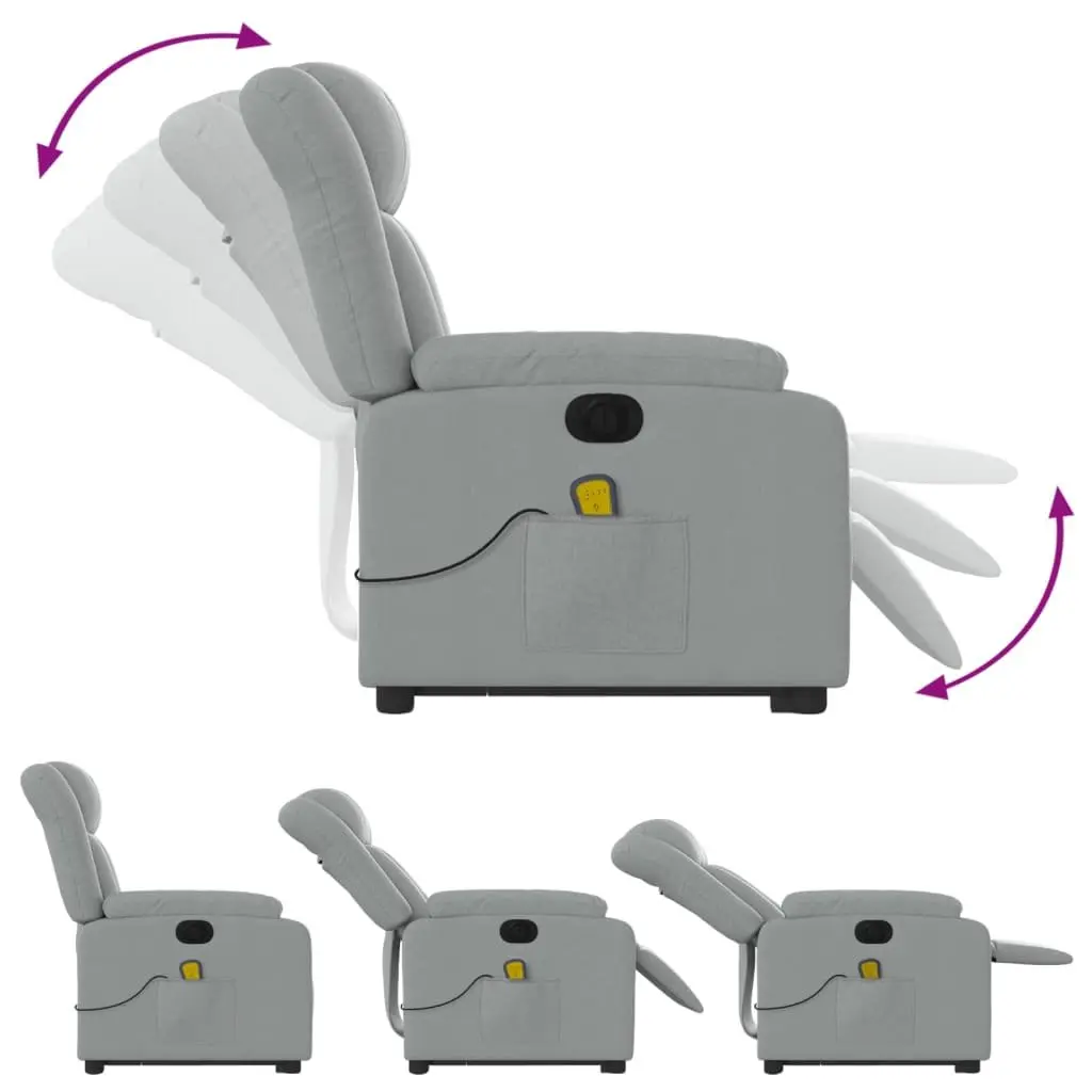 Electric Massage Recliner Chair Grey Fabric Lift Armchair