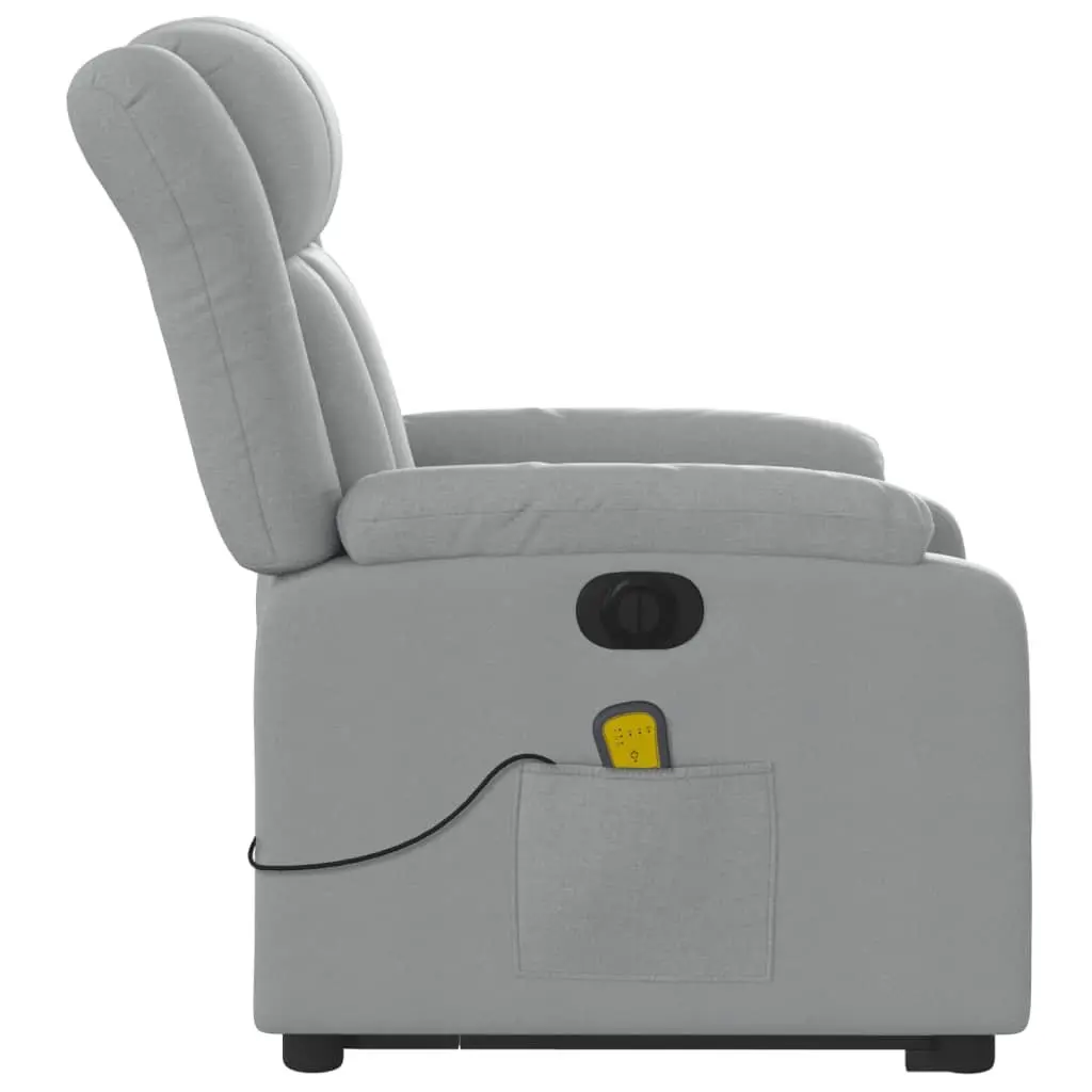 Electric Massage Recliner Chair Grey Fabric Lift Armchair