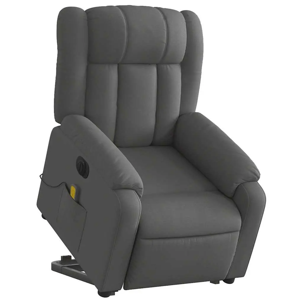 Electric Massage Recliner Chair Grey Fabric Power Lift and Recline