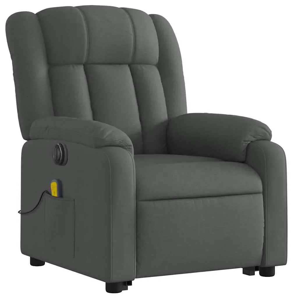 Electric Massage Recliner Chair Grey Fabric Power Lift and Recline